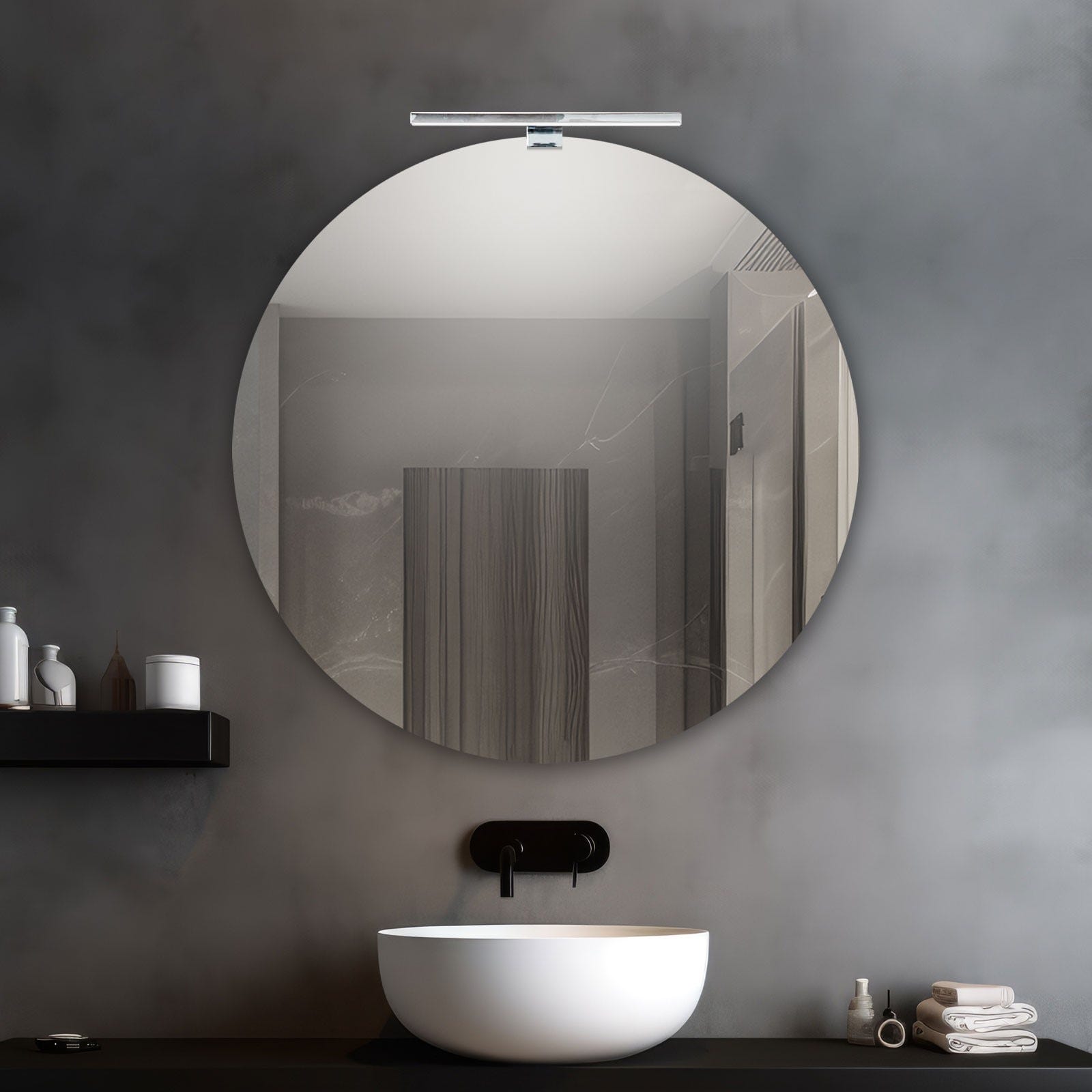 Led Rond ROUND LIGHT - Miroir rond bord poli diam.85cm avec lampe LED | Leroy Merlin