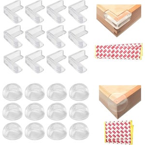 Lot 12 Protections Coins Table Forme T – Coins Meubles Sécurité Bébé Enfant, Blanc Transparent, Adhésif Puissant