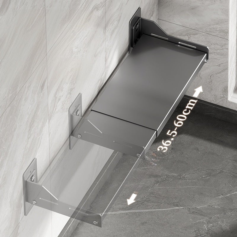 Étagère de Cuisine Extensible pour Micro-Ondes, Support Mural pour Four, Installation Sans Perçage, 36.5-60×34×15.7cm, Gris - 2