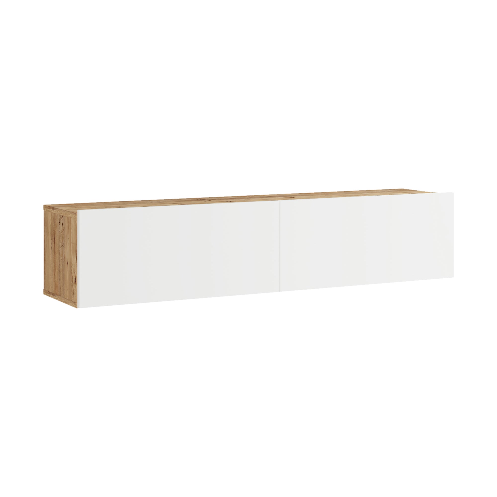 Meuble TV Lapinlahti à 2 portes 29,5 x 140 x 31,5 cm effet bois de pin / blanc [en.casa] - 2