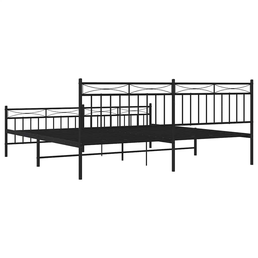Estructura de cama sin colchón con estribo, de metal negro, para dormitorio, 193 × 203 cm - 8