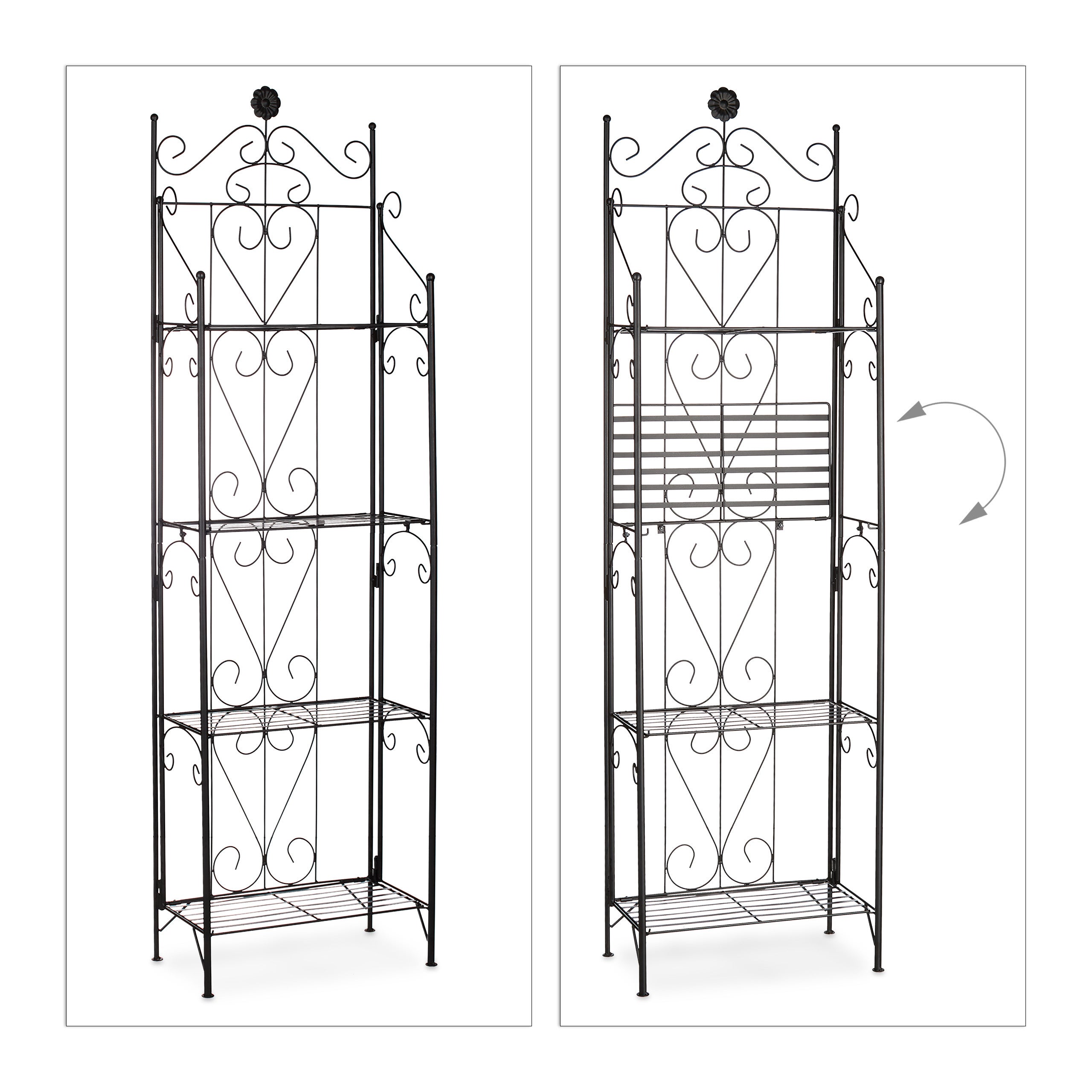 Etagère à fleurs en métal 4 niveaux meuble plantes pliable présentoir HxlxP 157 x 44 x 24 cm, noir, Relaxdays - 8