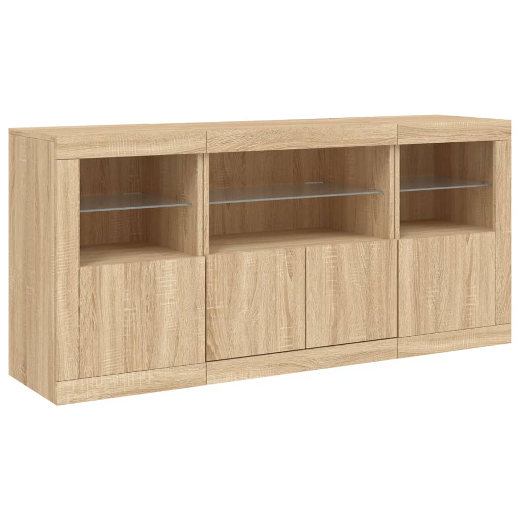 Credenza buffet cassettiera mobile contenitore organizer cucina soggiorno soggiorno con luci a LED sonoma 02_0029939 - 2