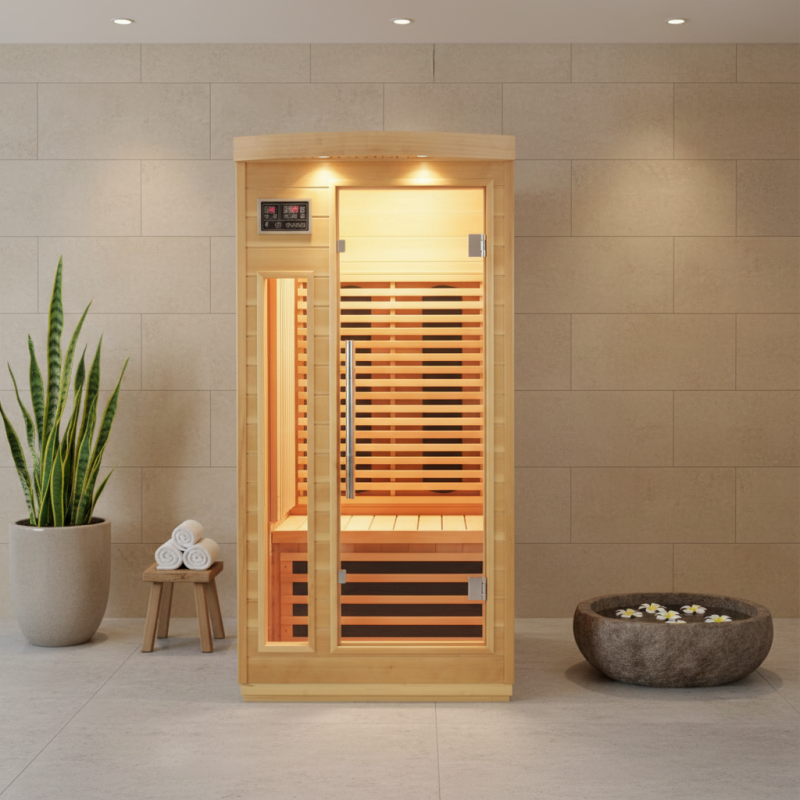 SNÖ Sauna infrarouge 1 place 1500W panneaux carbone Hemlock avec chromothérapie - 3