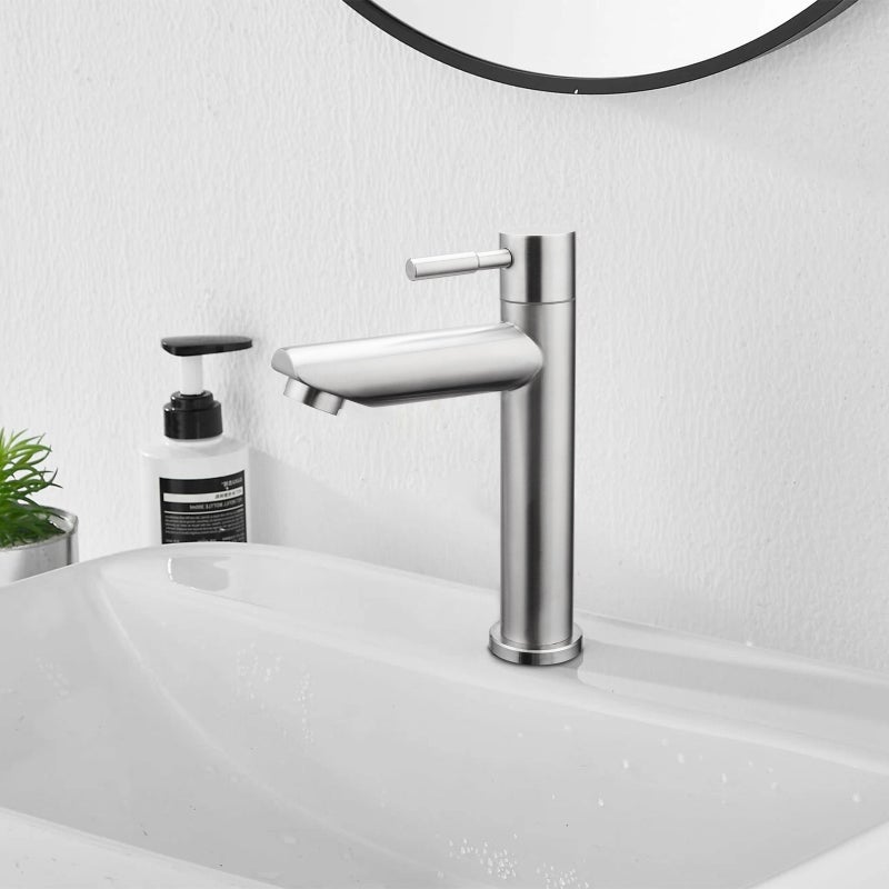 LOVHAUS Bateria Zimnej Wody do Toalety dla Gości, Bateria Zimnej Wody do Małych Umywalek, Wysokość Wylewki ze Stali Nierdzewnej 110 mm