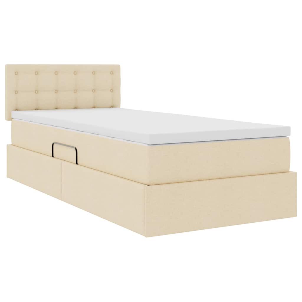 Lit avec rangement et matelas crème 90 x 200 cm velours - 5