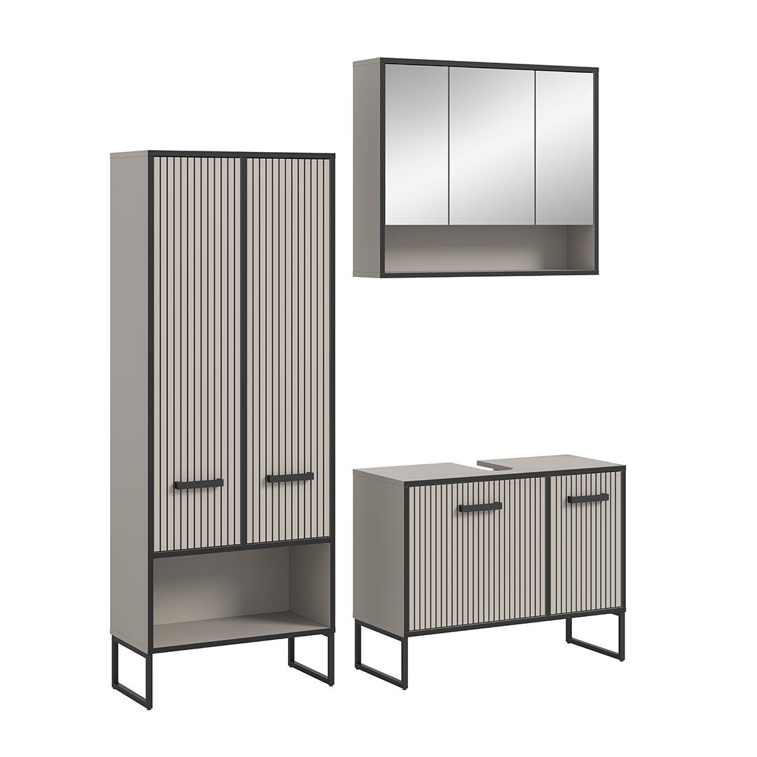 Bagno zestaw mebli łazienkowych 3 elementy jasnoszary, kremowy.