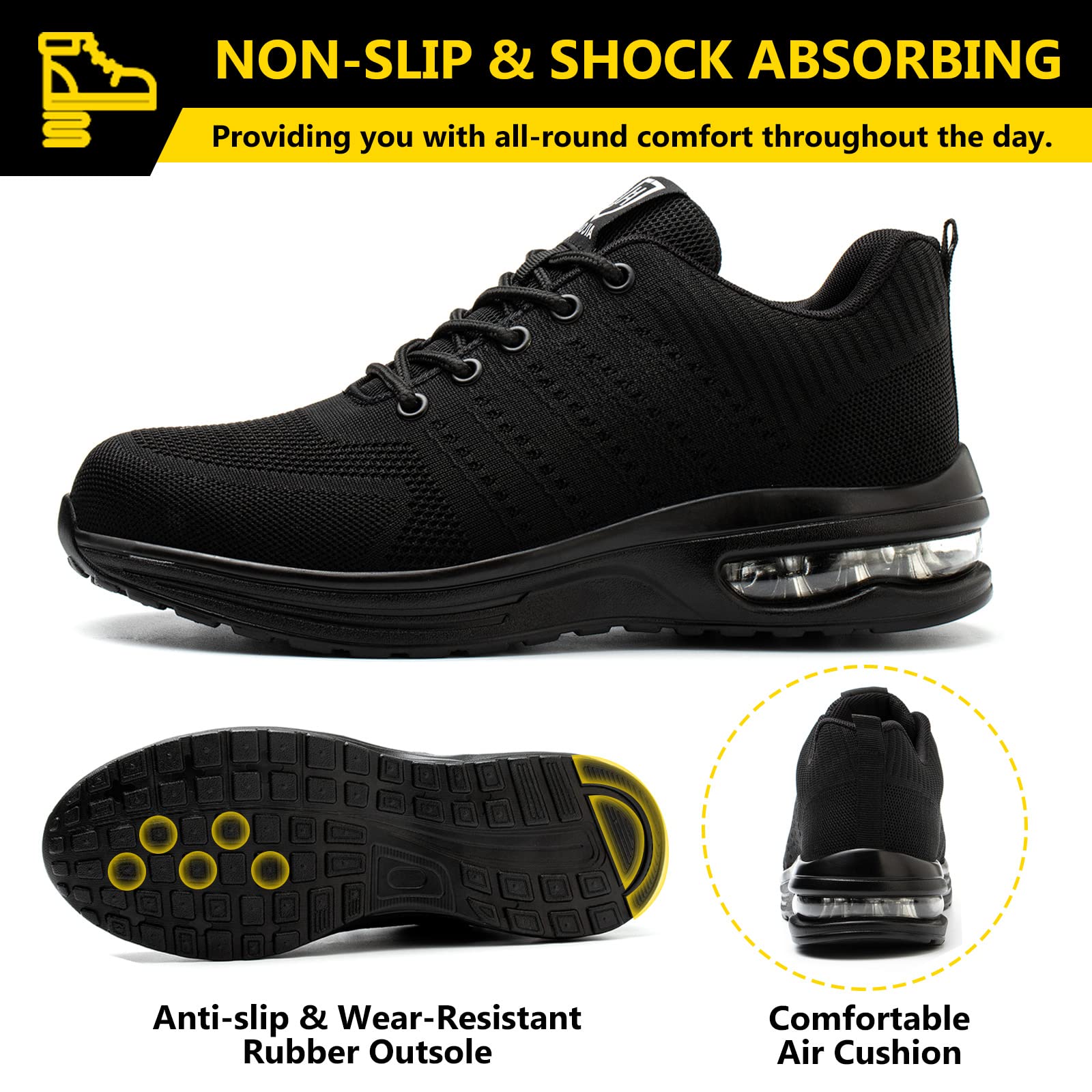 Chaussures de Sécurité Hommes Femmes Légère Basket Securite Confortable Antidérapante Chaussures de Travail Respirantes - 4