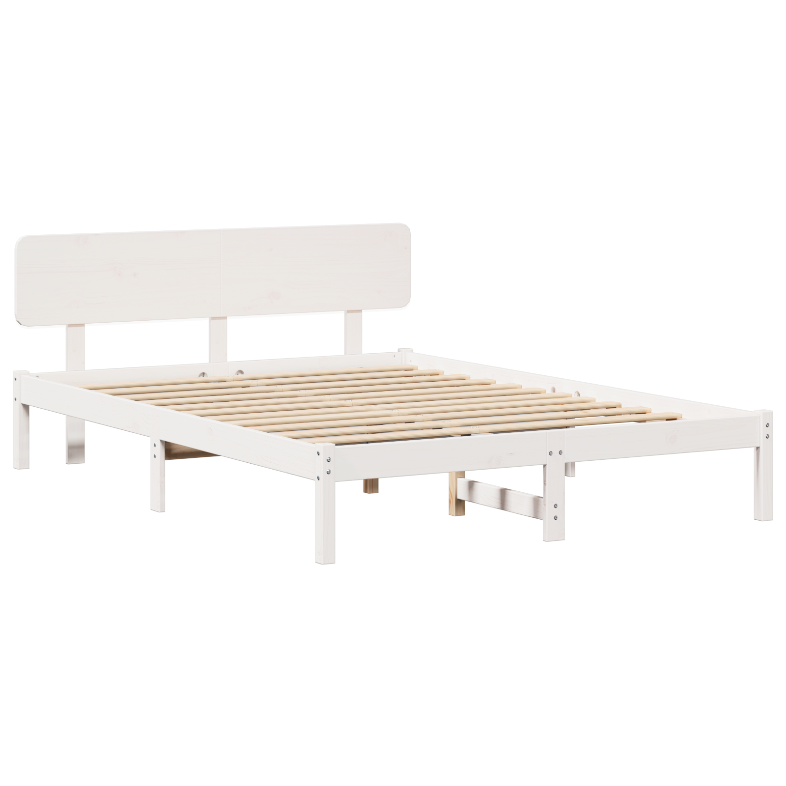 Ramka łóżka Z zagłówkiem Biały 150 x 200 cm Lite drewno sosnowe vidaXL