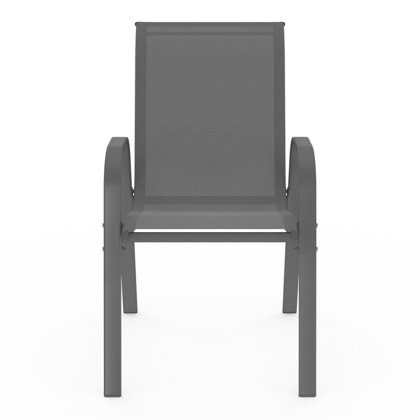 Lot de 6 chaises de jardin LYMA métal et textilène empilables gris anthracite - 3