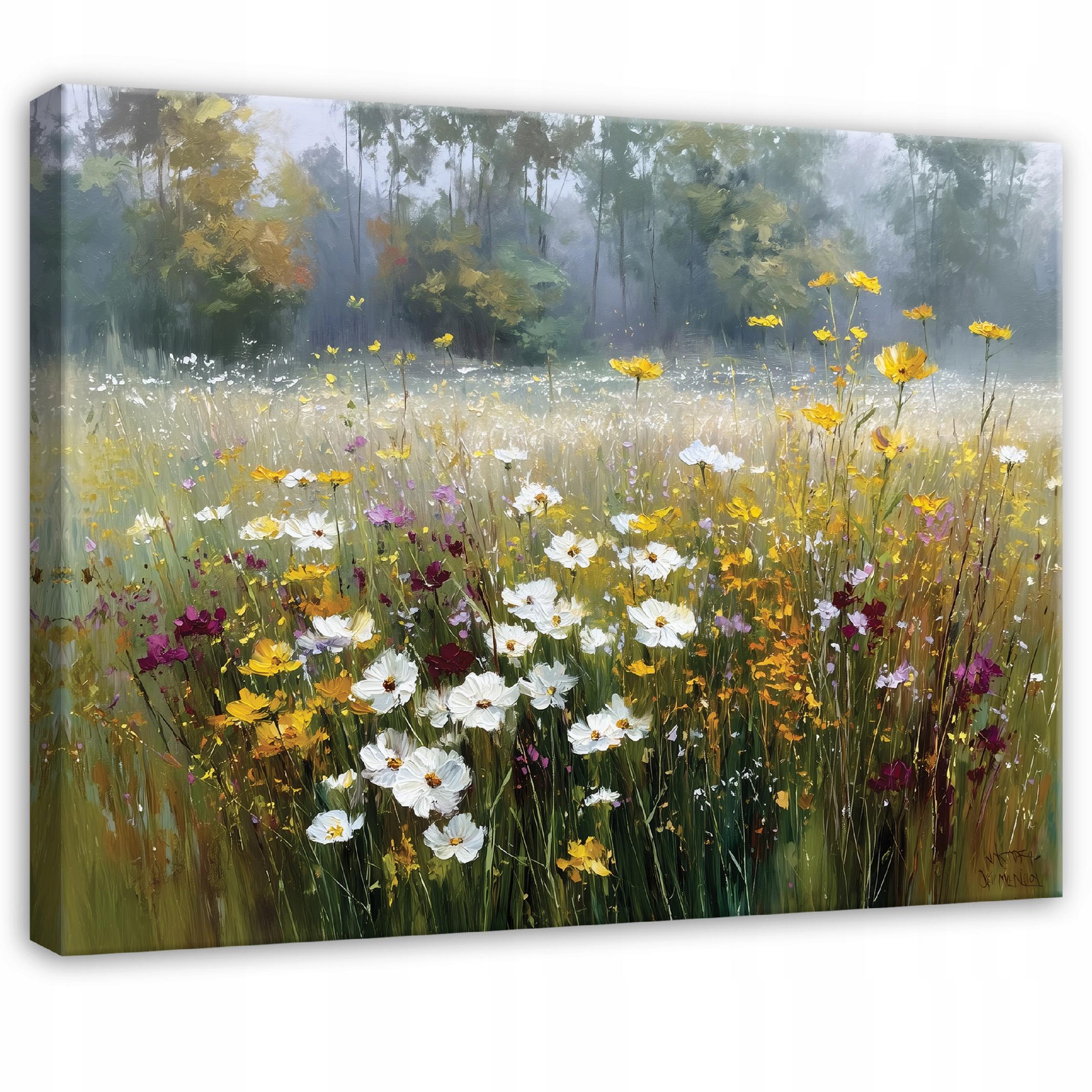 Tablou Canvas flori verde campuri Tablou decorativ Living Bucatarie Tablouri de perete 100x70 cm