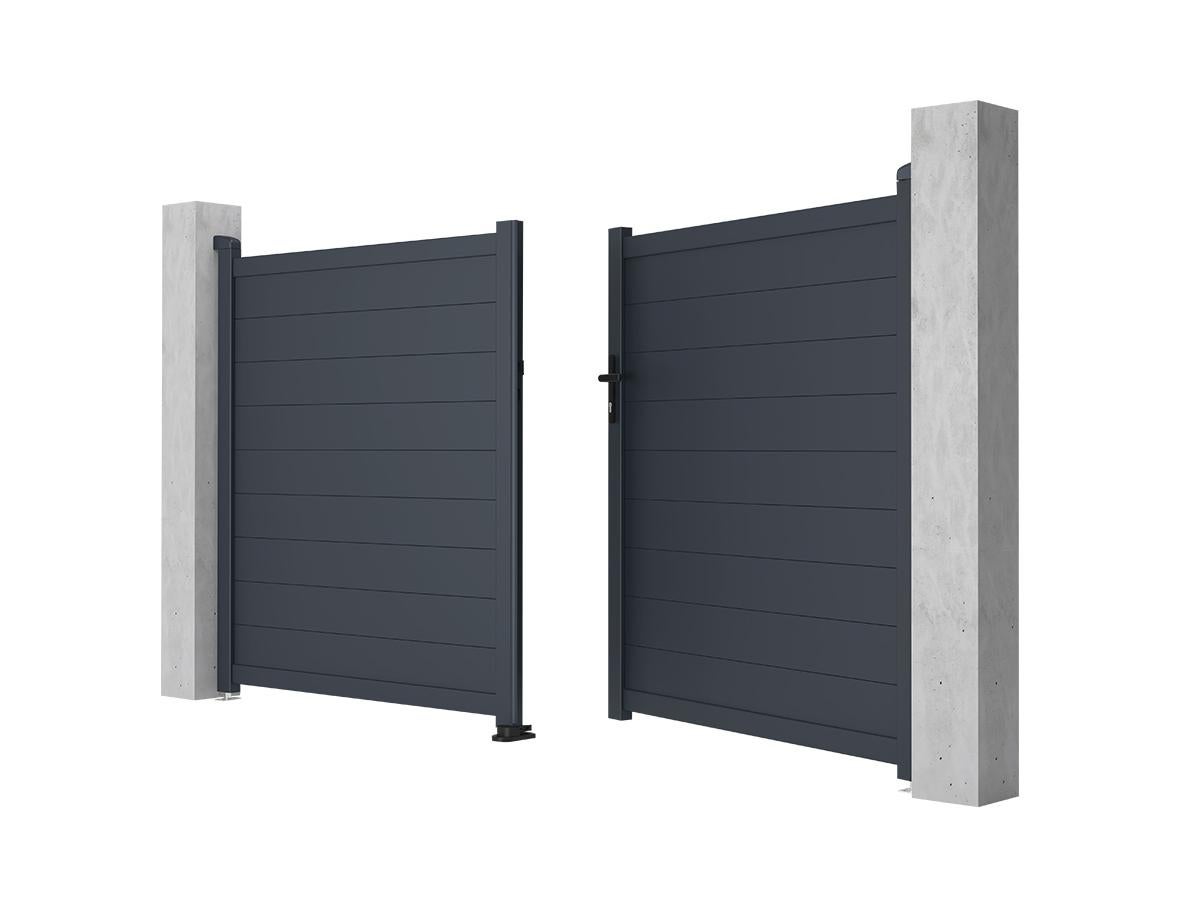 Portail battant aluminium plein L305 x H166 cm anthracite - NAZARIO - 8