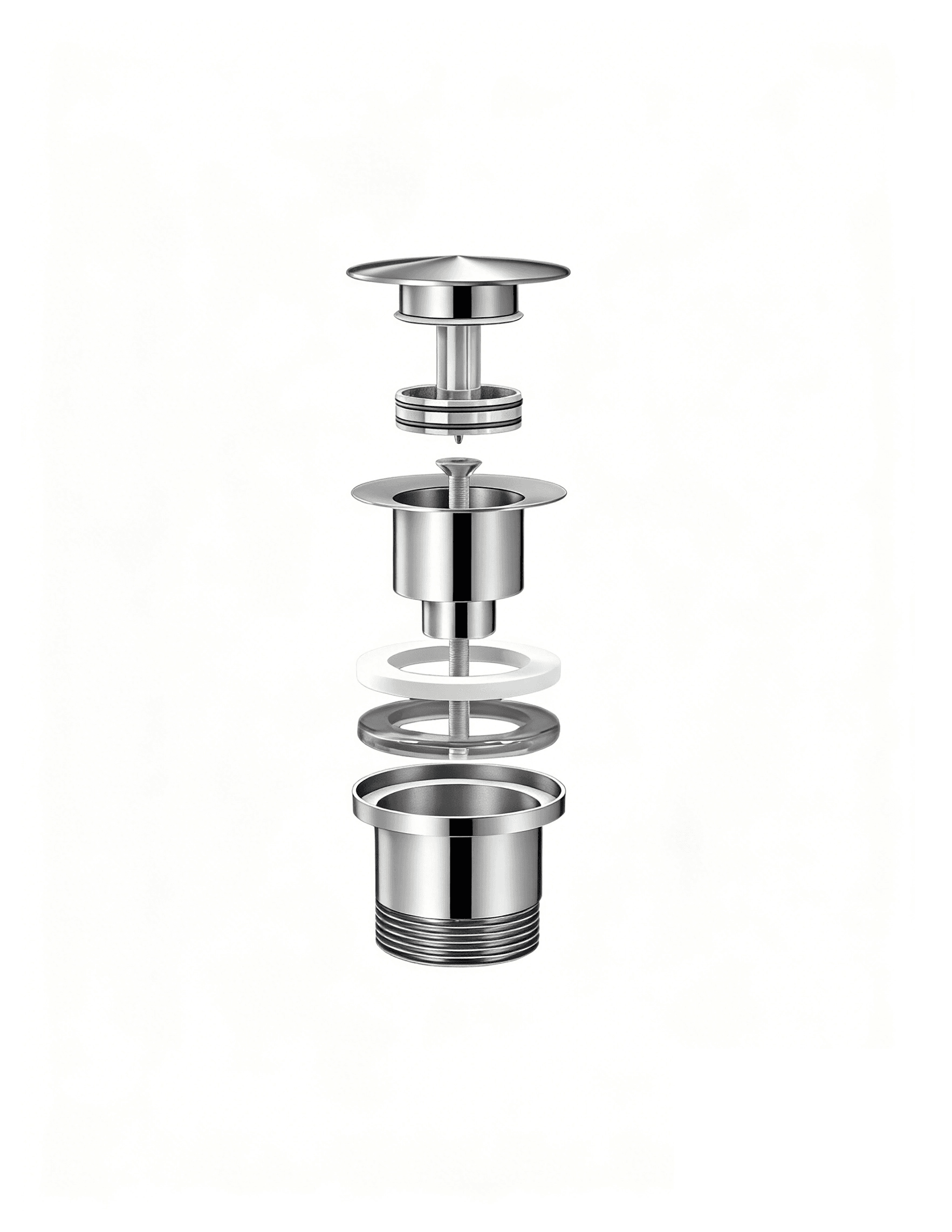 Mirlux Bonde de lavabo chromée – Bonde à bouton-poussoir pour salle de bain et cuisine – Diamètre du trou d'évacuation&nbsp;: 65&nbsp;mm - 3