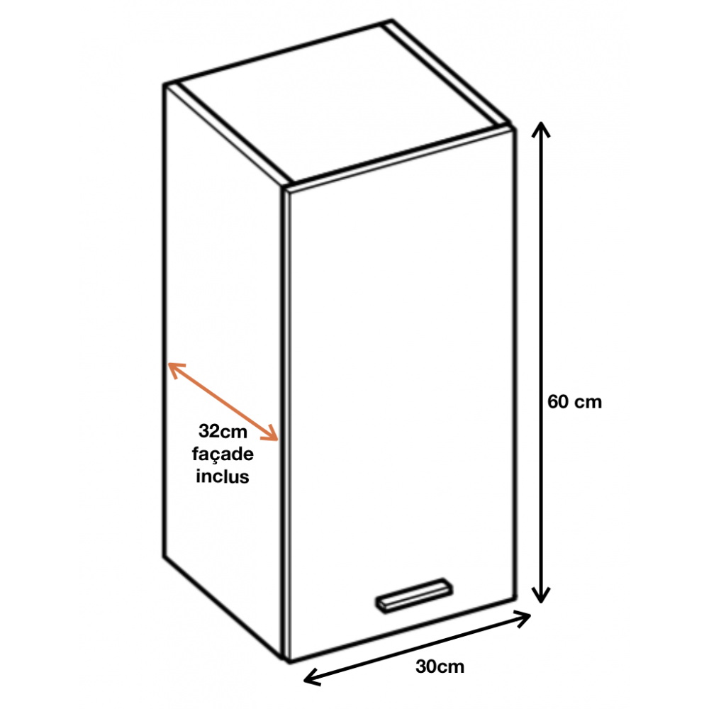 Cuisineandcie - Meuble haut de cuisine Eco Blanc Brillant 1 porte L 30 cm - 2