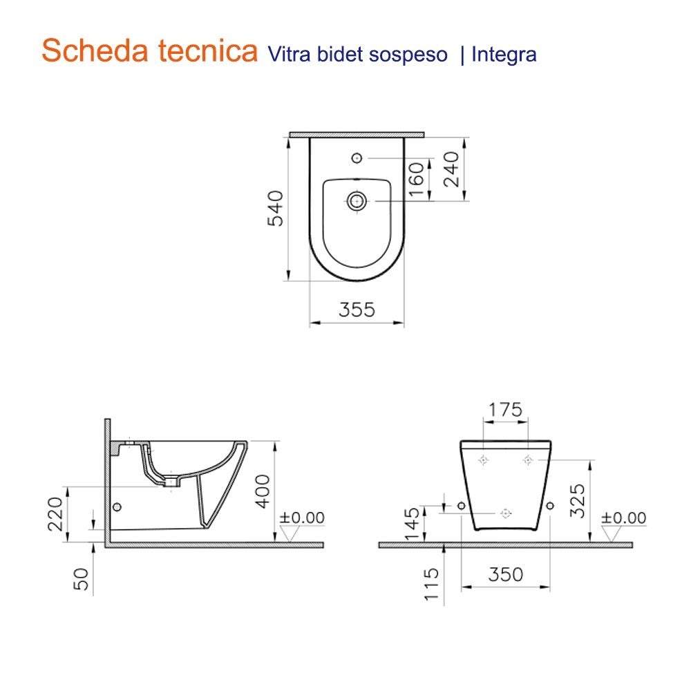 Integra bidet suspendu et trop-plein, 35,5x54 cm, blanc (7042-003-0288) - 2