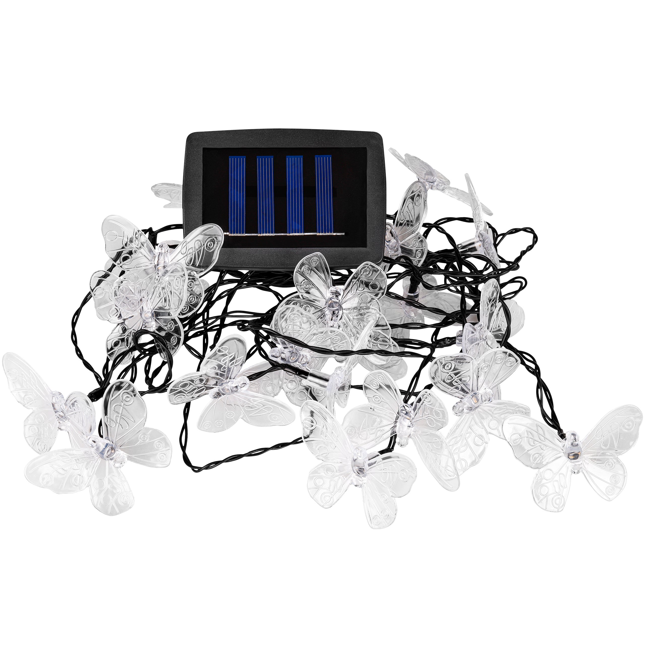 Girlanda LED solarna motylki 20x LED 5,8m 3000K ciepła biel z czujnikiem zmierzchu IP44 MasterLED