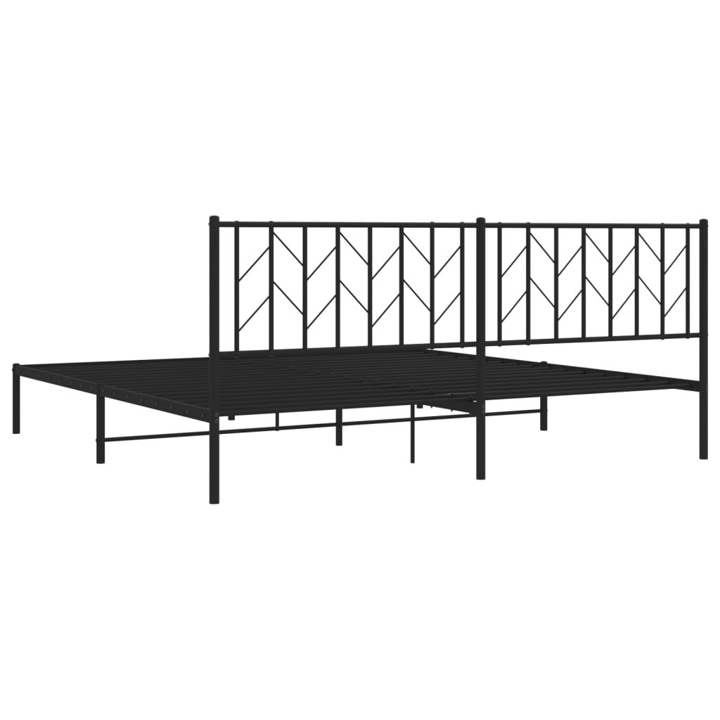 Estructura cama sin colchón con cabecero metal negro 200x200 cm vidaXL - 7