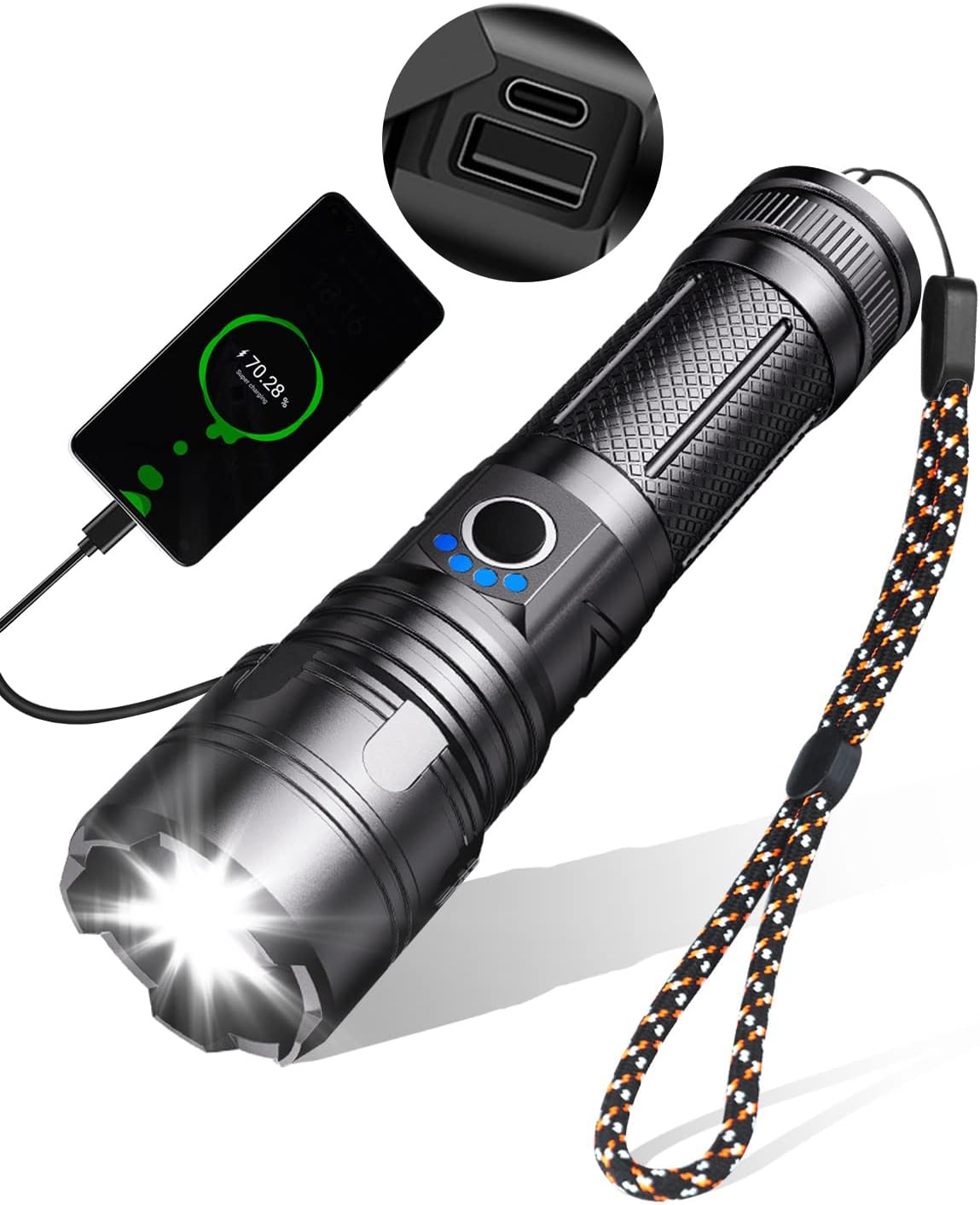 Ultra Mocna Latarka LED Lumen w adowalna Latarka USB Z Trybami ultra-mocna-latarka-led-lumen-w-adowalna-latarka-usb-z-trybami