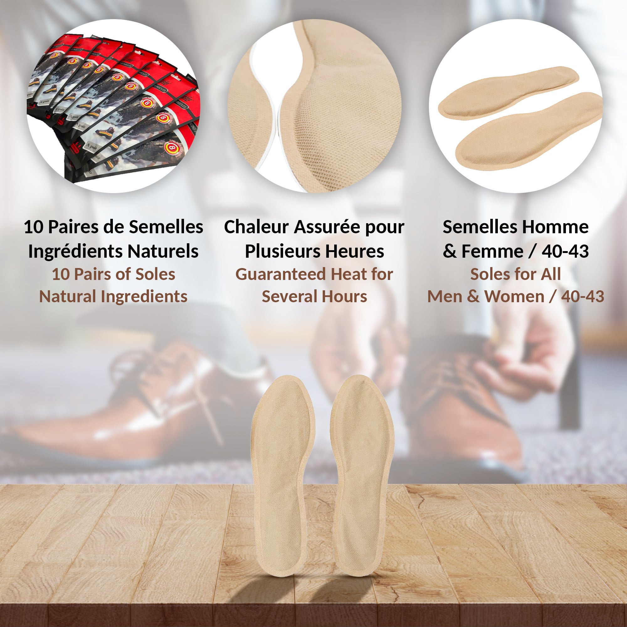 Confezione 10 paia scaldapiedi usa e getta FISHTEC taglia 36 39 calore fino a 8 ore per scarpe attività all'aperto invernali - 3