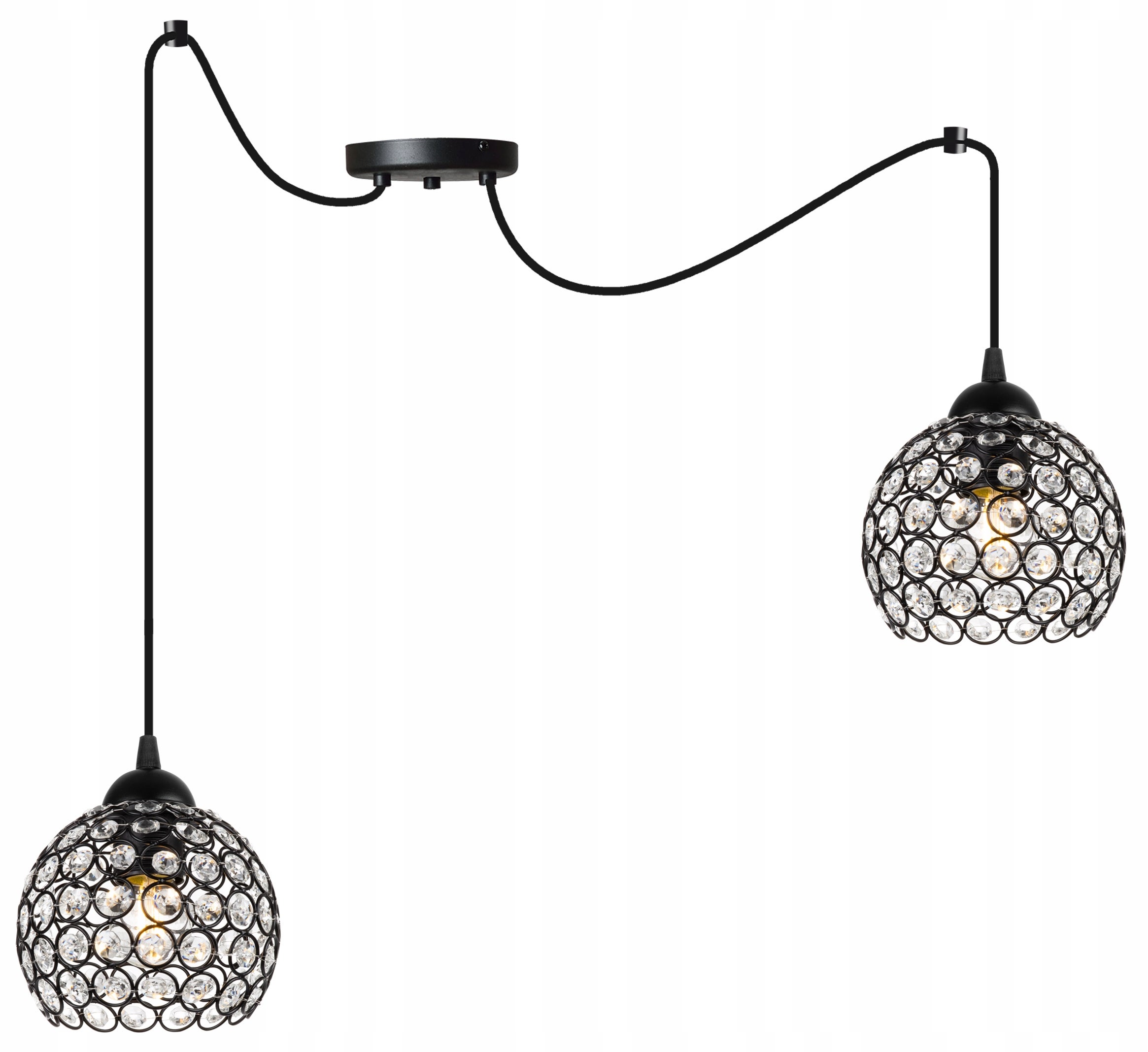 Lampa sufitowa wisząca Spider Crystal elegance 2xE27 abażur kryształ grafitowy Light Home LH