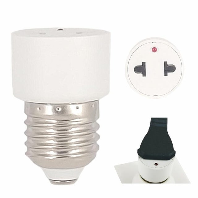 Adaptador de enchufe E27 de 2 piezas - Adaptador de enchufe E27 con enchufe europeo, 250 V 2 A máx., blanco, fácil instalación.