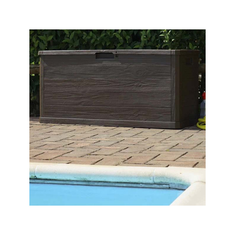 Baule Cassapanca Multiuso in Resina Effetto Legno 120x45x56 cm - 6