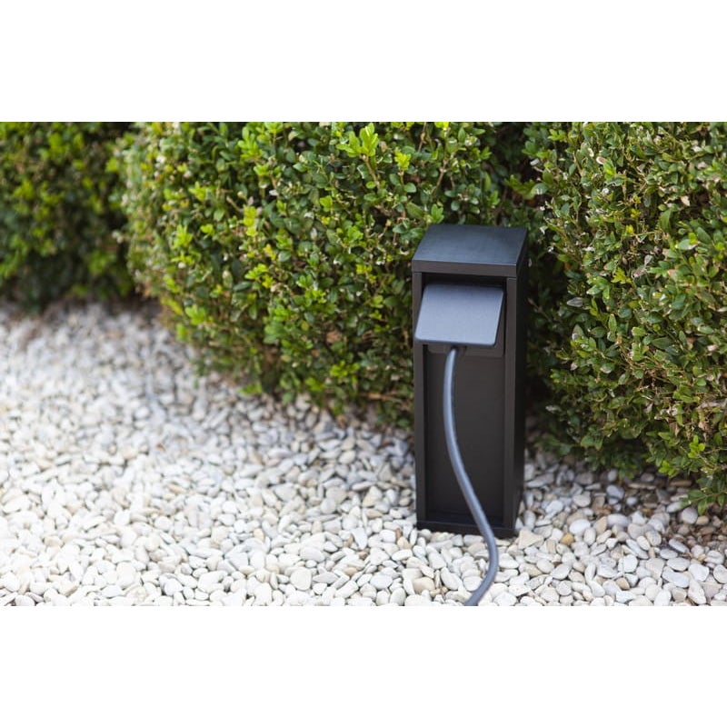 Słupek elektryczny ogrodowy 1xSCHUKO | IP54 czarny MAINS Lutec 9702203012