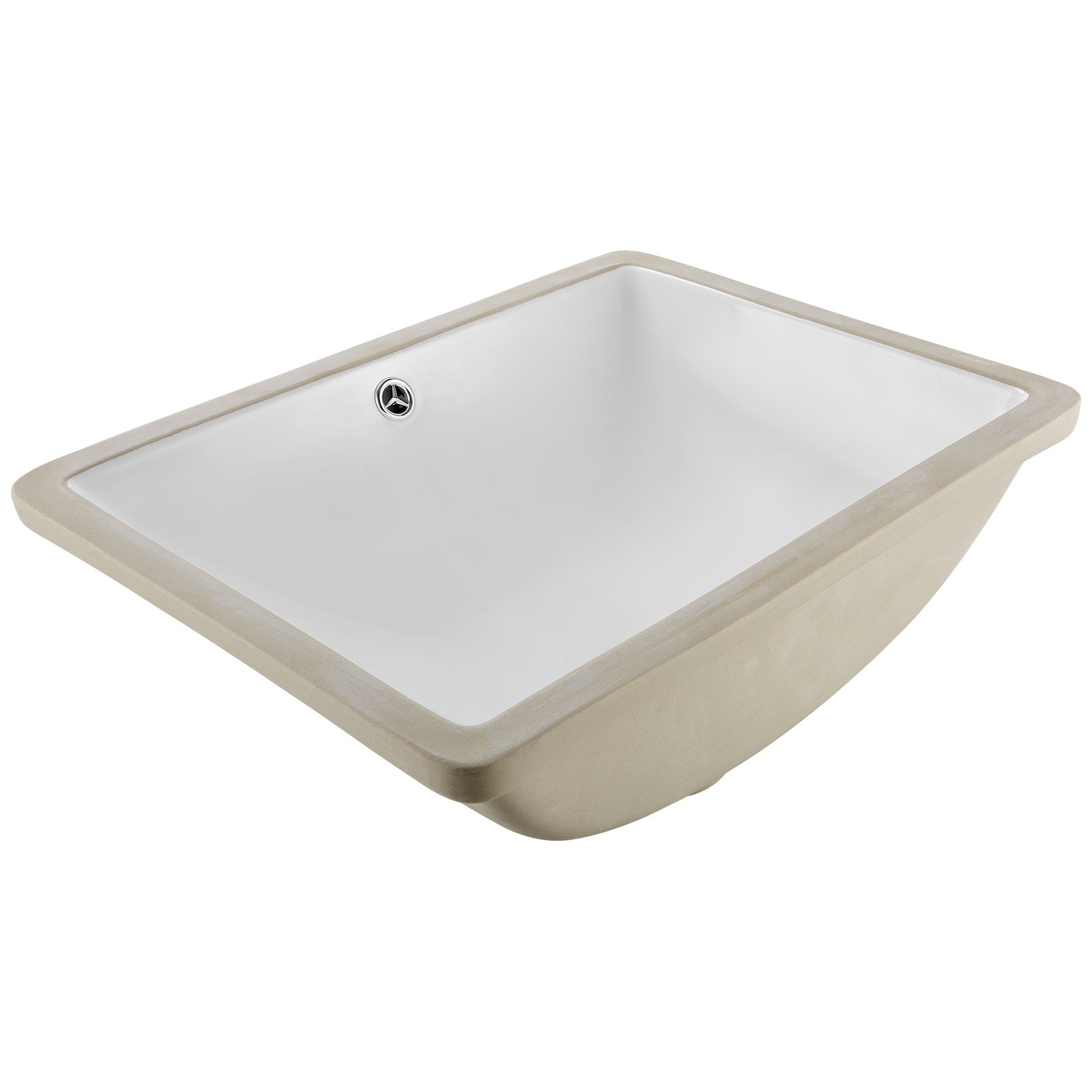 Umywalka podblatowa VEVOR 51,5 cm ceramiczna prostokątna biała z przelewem odporna na plamy do łazienki hotelu