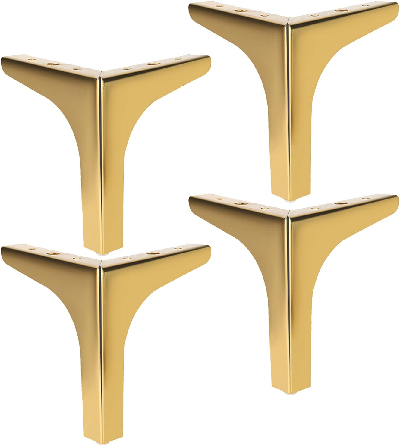 4 trójkątne metalowe nogi do sofy - Złote nogi meblowe - Pasują do sof, stolików kawowych itp. - Wysokość: 15 cm