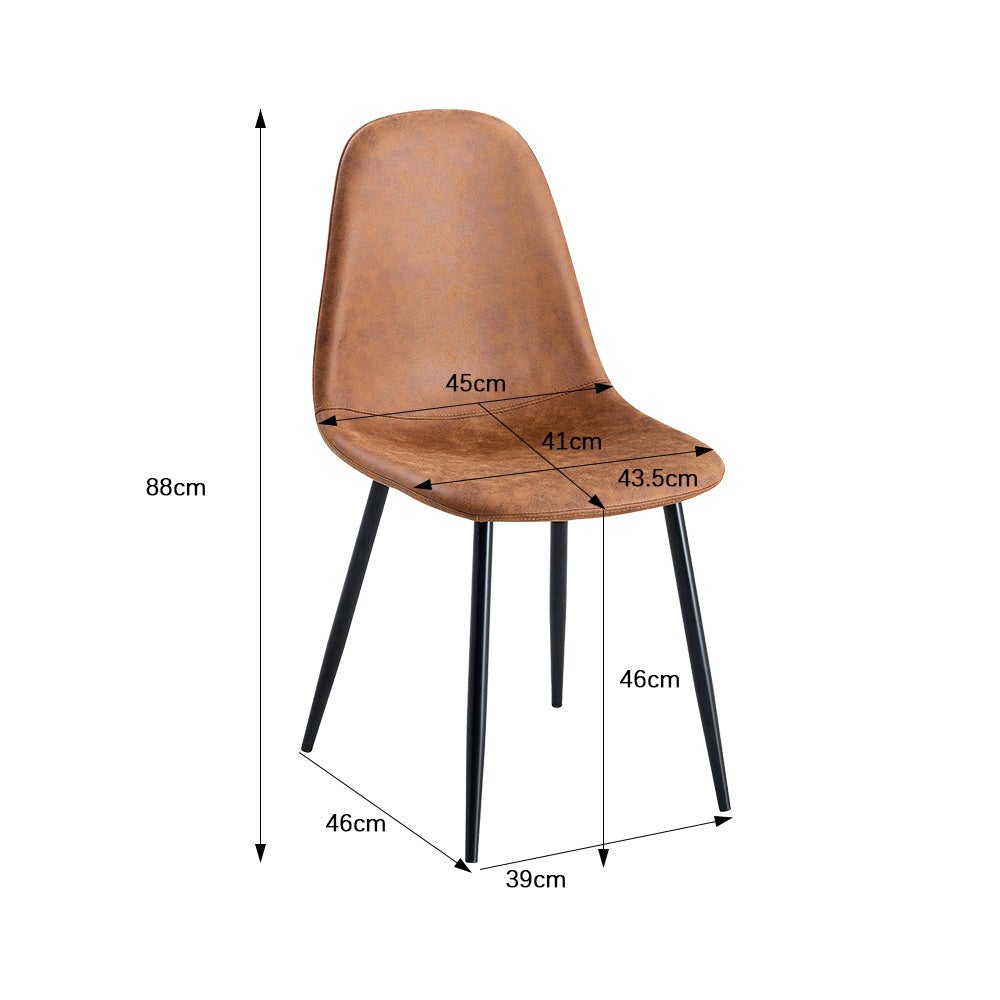 TEENO Lot de 4 chaises de salle à manger, Avec pieds en métal, marron - 8