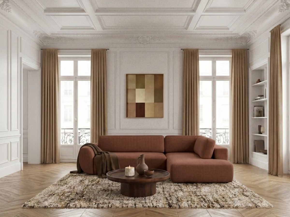 Canapé angle L convertible coffre DENISE tissu texturé BOBOCHIC 4 ...