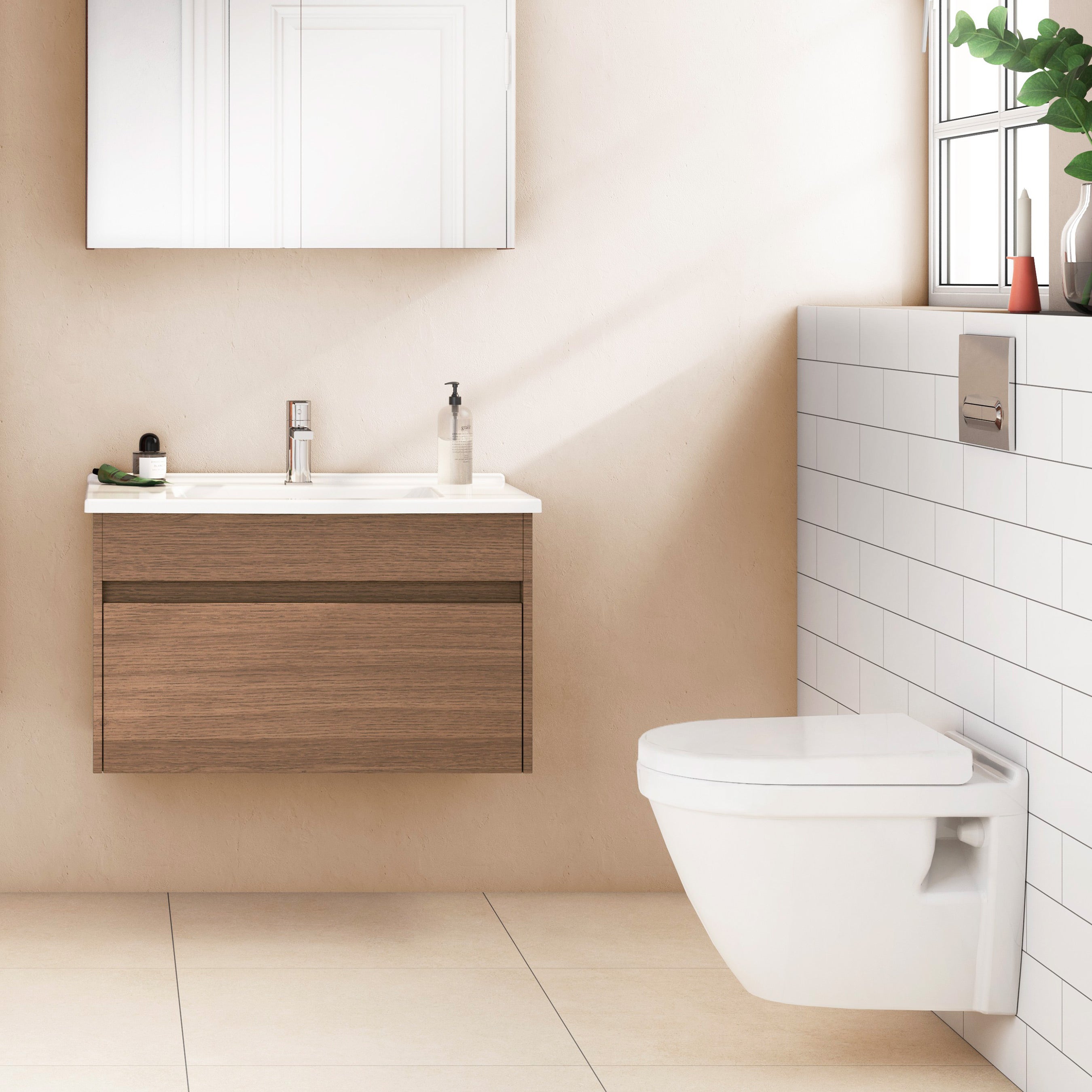 VITRA Pack WC S50 suspendu cuvette carénée et bati support mur porteur avec plaque Blanche - 2