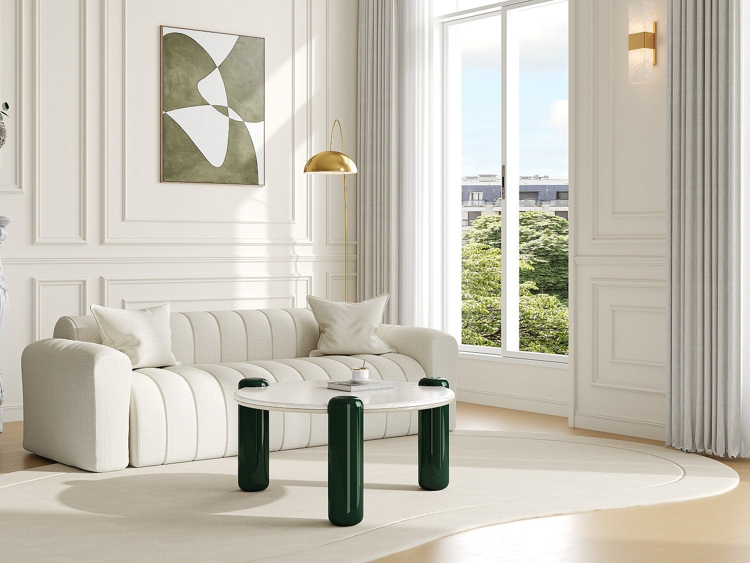 Table basse en marbre et MDF - Beige et vert - NARODI | Leroy Merlin