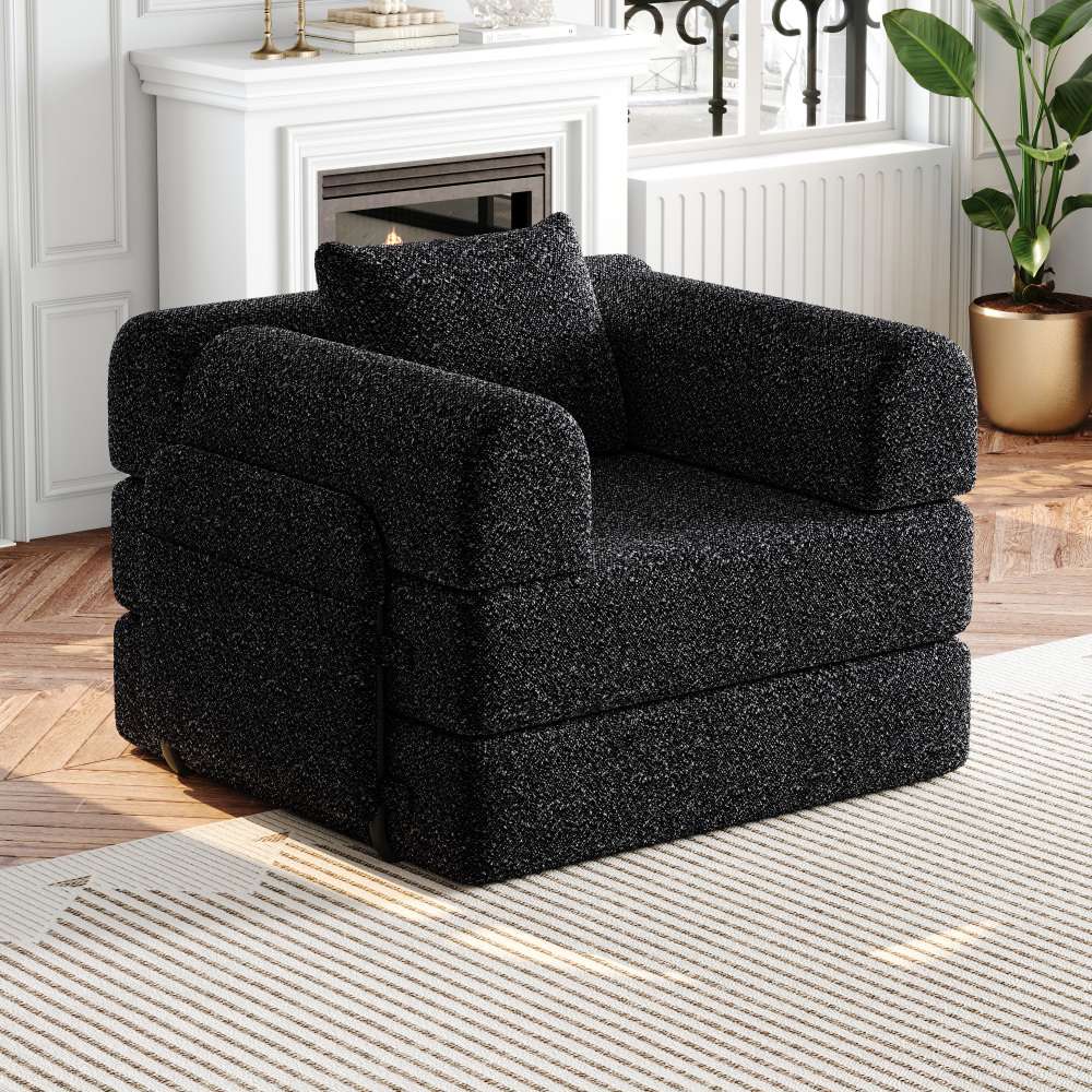 Canapé modulable 2 en 1, tapissé en chenille douce et résistante, rangement latéral intégré et structure métallique renforcée, idéal pour le salon - 2