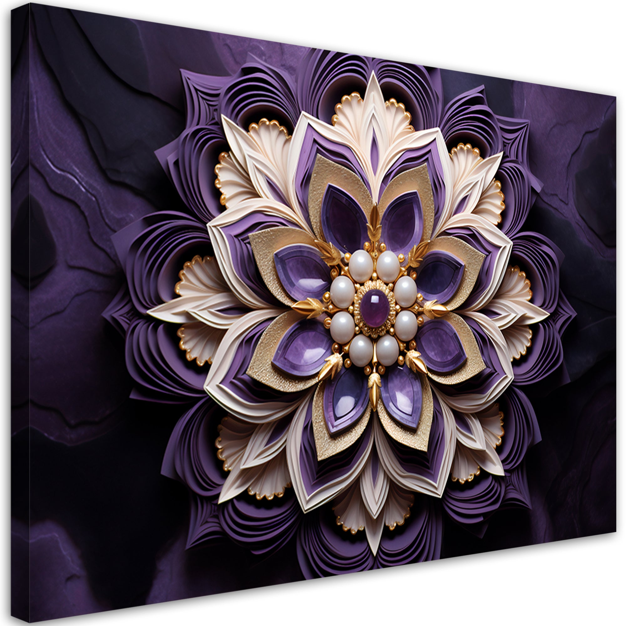 Obraz AI - Kwiat fioletowy diament 3D 60x40