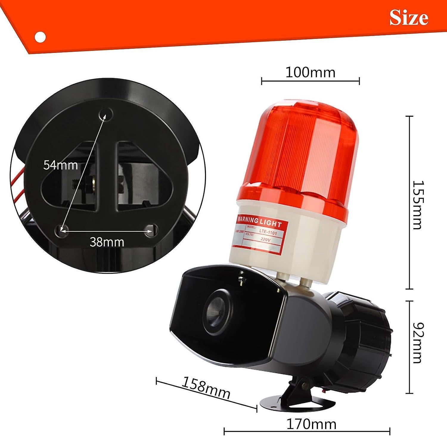 Alarme avec lumière stroboscopique,alarme sonore et lumineuse industrielle,alarme extérieure,alarme lumineuse,alarme d'urgence intérieure clignotante - 2