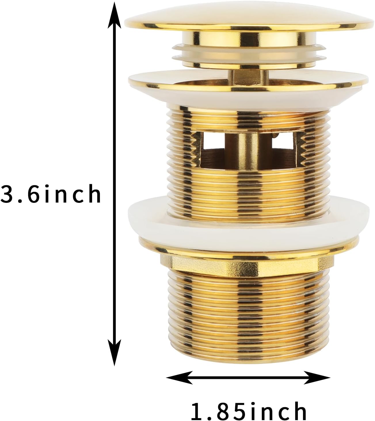 Bonde universelle pour lavabo et lavabo - Valve pop-up moderne Click Clack - Bonde d'écoulement avec trop-plein, laiton, acier inoxydable, doré - 6