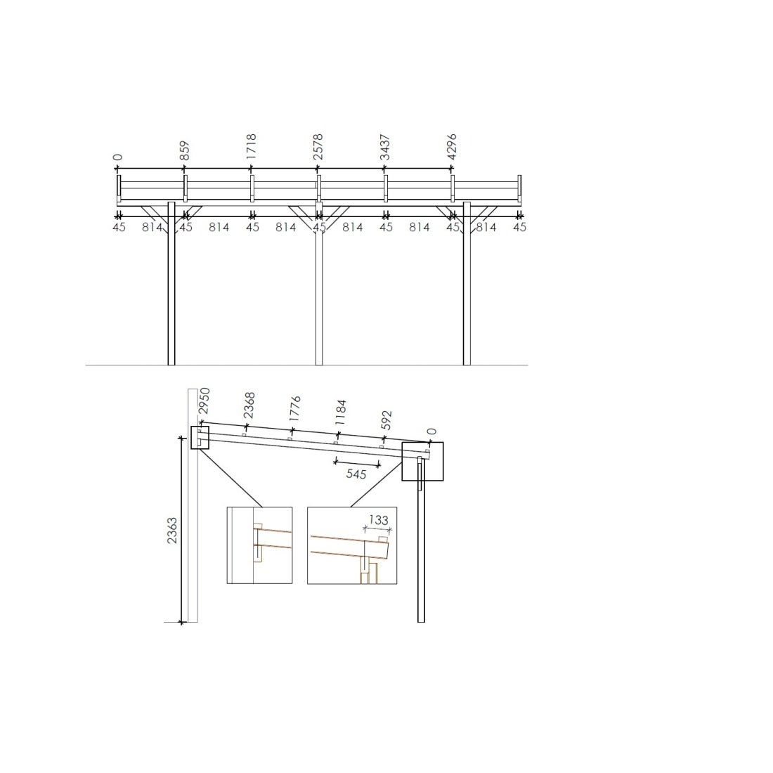 Carport, abri de voiture 3x5.24 m - 15 m2 - adossé&nbsp; - CAR7-2 - ALTANKA - 3