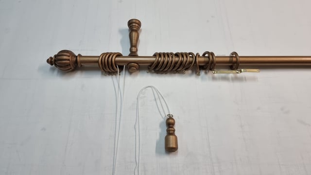 Tringle à rideaux en bois de haute qualité, diamètre 35 mm corde couleur bronze antique extrémité ancienne longueur 300 CM