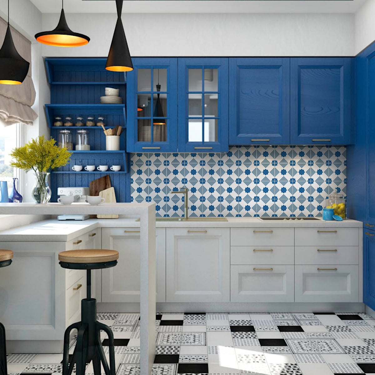 24 adesivi piastrelle di cemento azulejos Susana - Sticker adesivo - adesivi murali - 24stickers15x15cm - 3