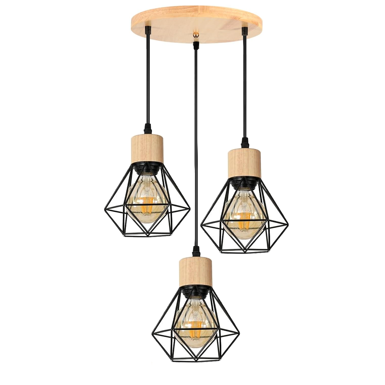 Lampa wisząca w stylu industrialnym, plafon metalowy w kształcie klatki, lampa wisząca w stylu vintage, regulowana długość przewodu (bez żarówki)