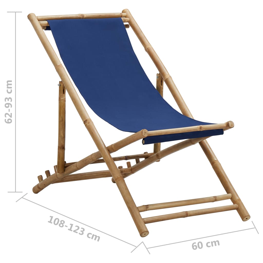 Chaise de terrasse Bambou et toile Bleu marine - 8