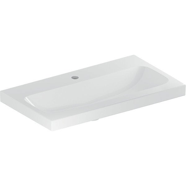 Lavabo Rettangolare In Ceramica Bianca 45x25x12 Cm – Foro Per Rubinetto Da 3,5 Cm, Design Moderno Da Parete Per Bagno E Sala Trucco