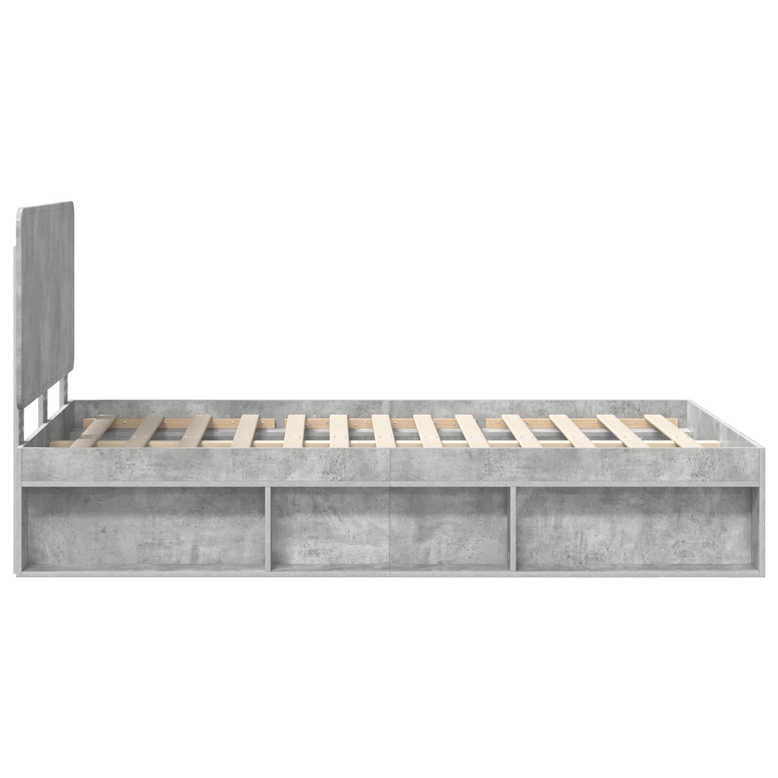 Cadre de lit gris béton en bois de pin massif pour la chambre, 135 × 190 cm - 8