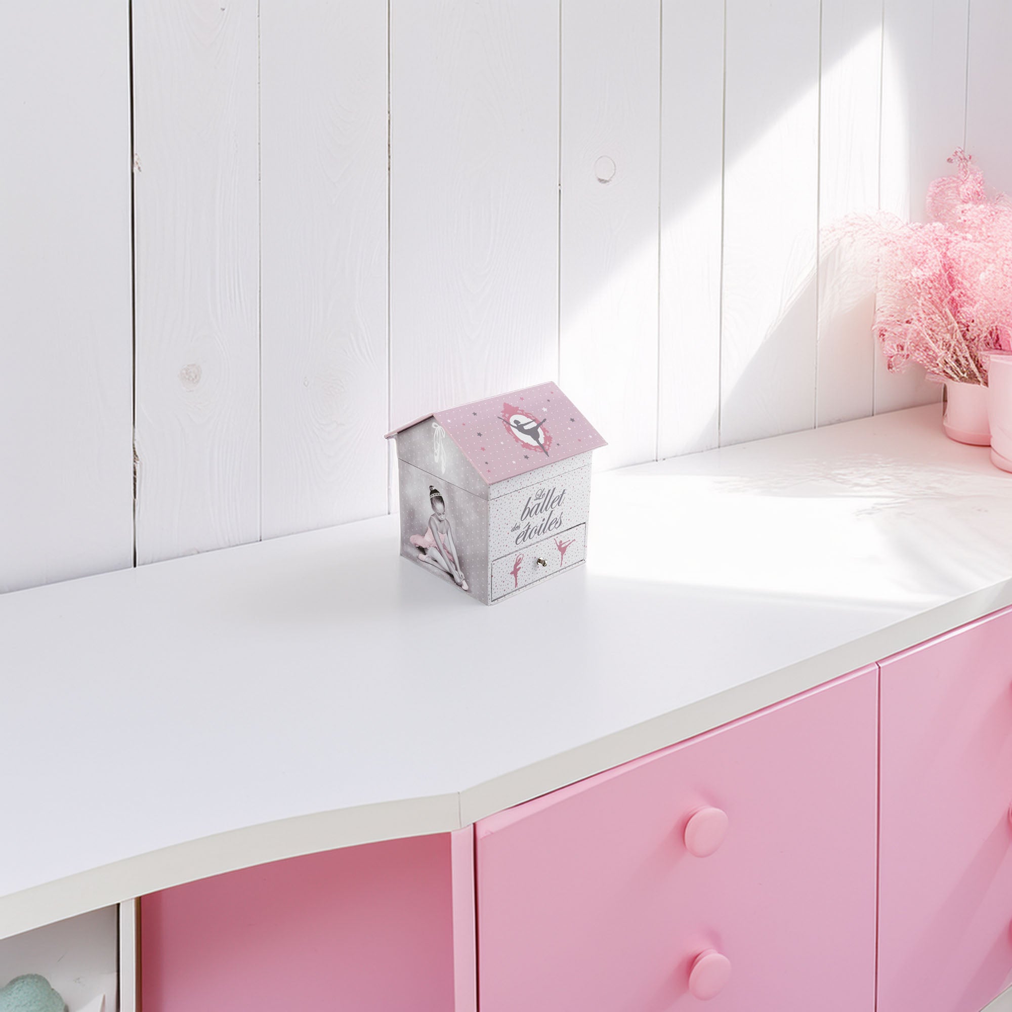 WELLHOME - Boîte à bijoux musicale avec boîte de rangement ballerine 14,3x14,2x16cm - 3