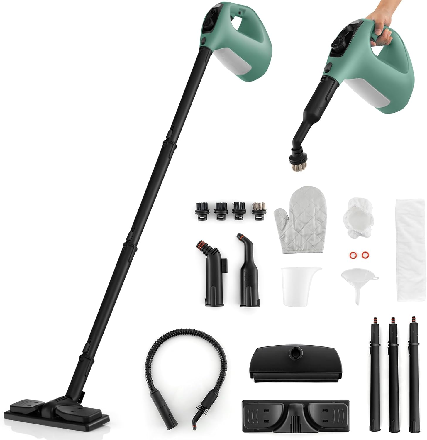 Nettoyeur Vapeur Main 2500W - Réservoir 1,4L, 105°C, 3 Bars, Avec Accessoires, Pour Sols, Tapis, Vitres
