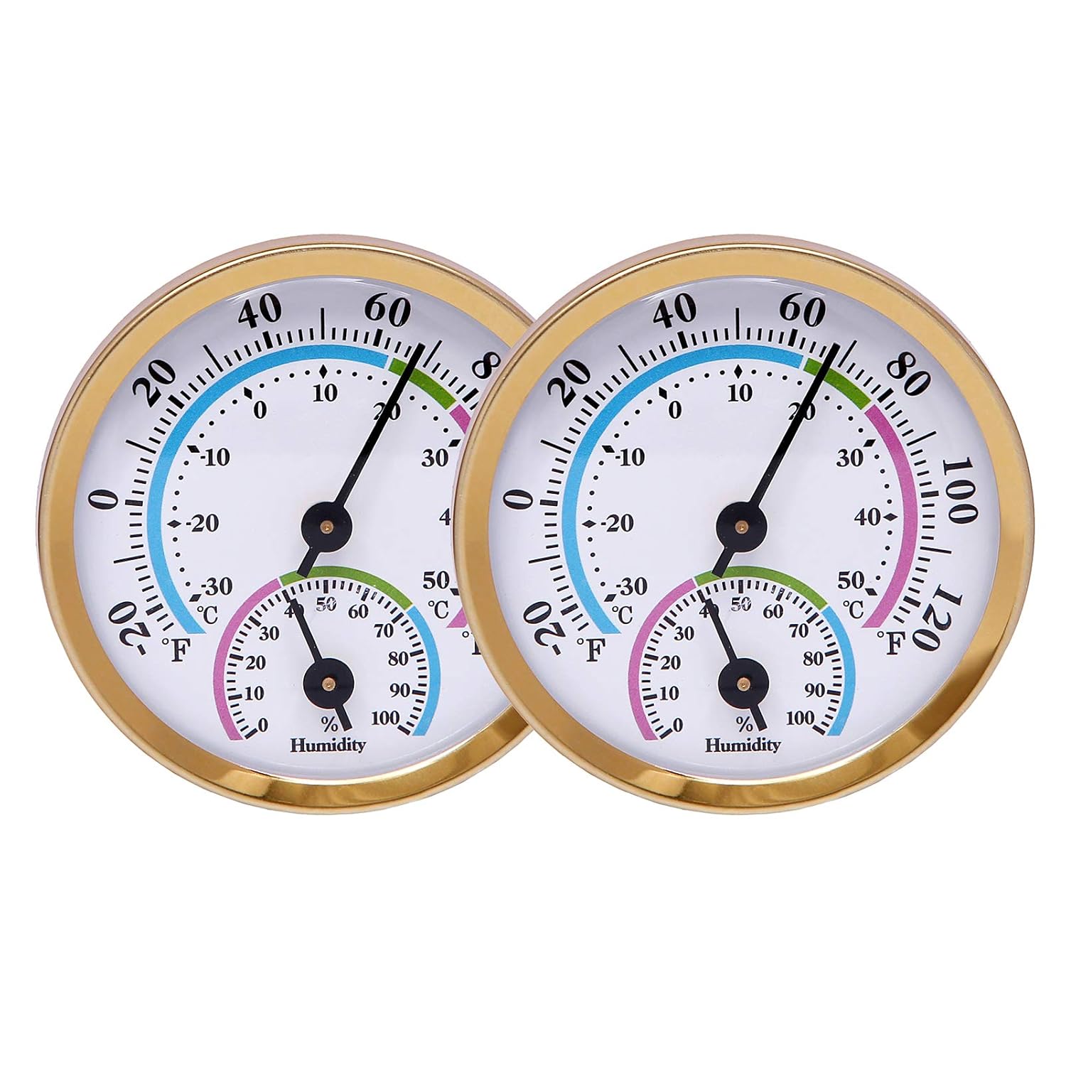 Miniaturowy termometr wewnętrzny i higrometr 2 w 1, monitor temperatury i wilgotności do domu i biura (złoty - 2 sztuki)
