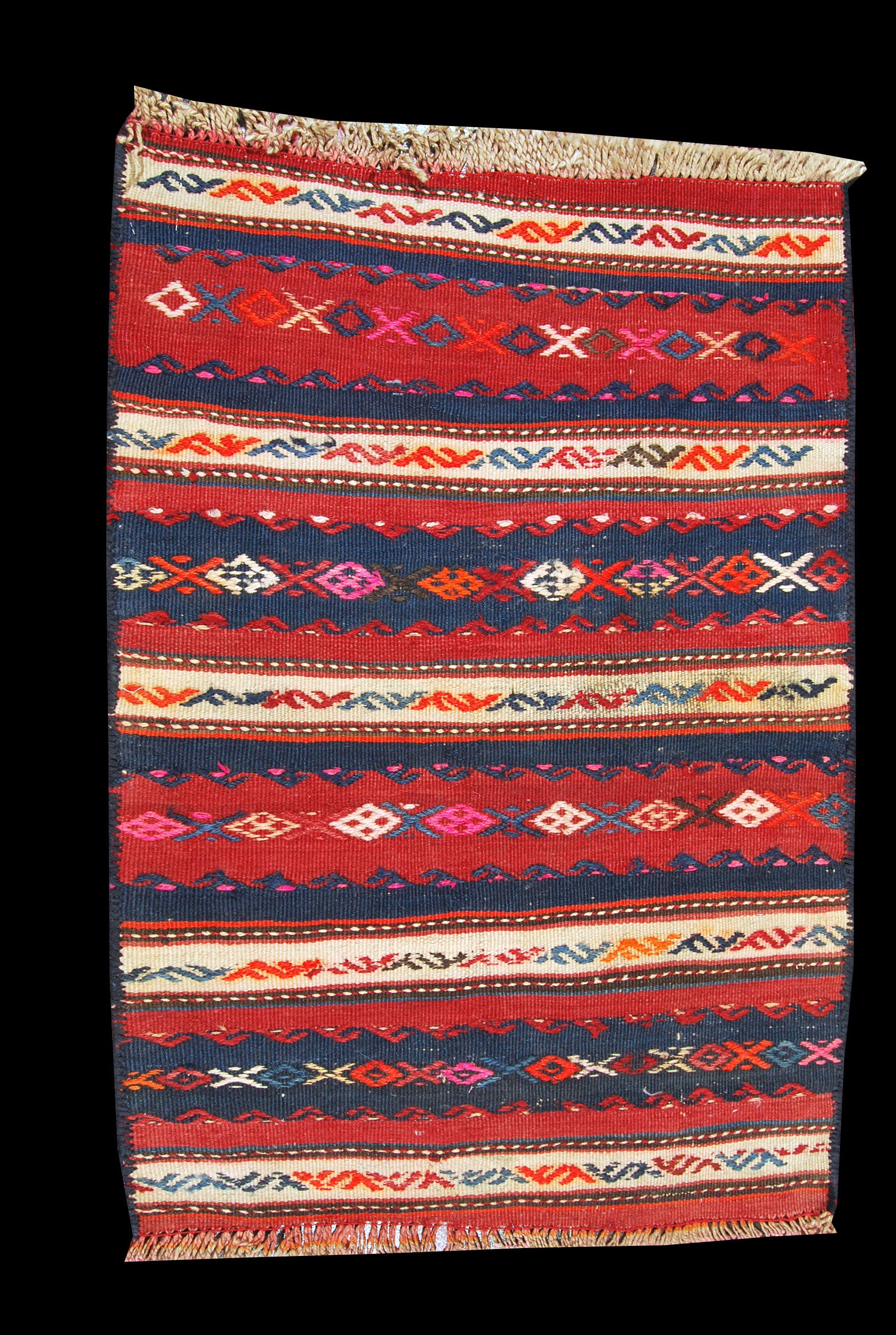 Oryginalny ręcznie tkany kilim/dywan z certyfikatem autentyczności 90x63cm GALLERIAFARAH1970