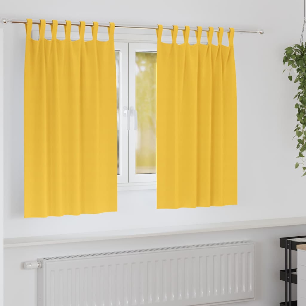 Firany blackout z kółkami 2 pcs Musztardowy Żółty 140 x 140 cm vidaXL
