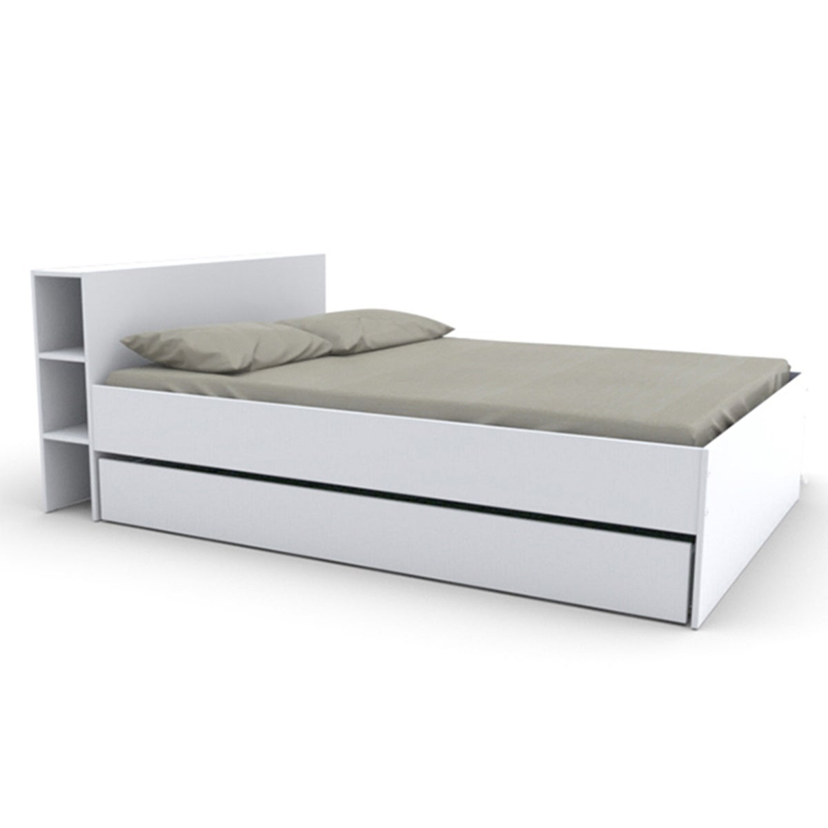 Lit 160x200 inclus 2 tiroirs Fara Blanc - 2